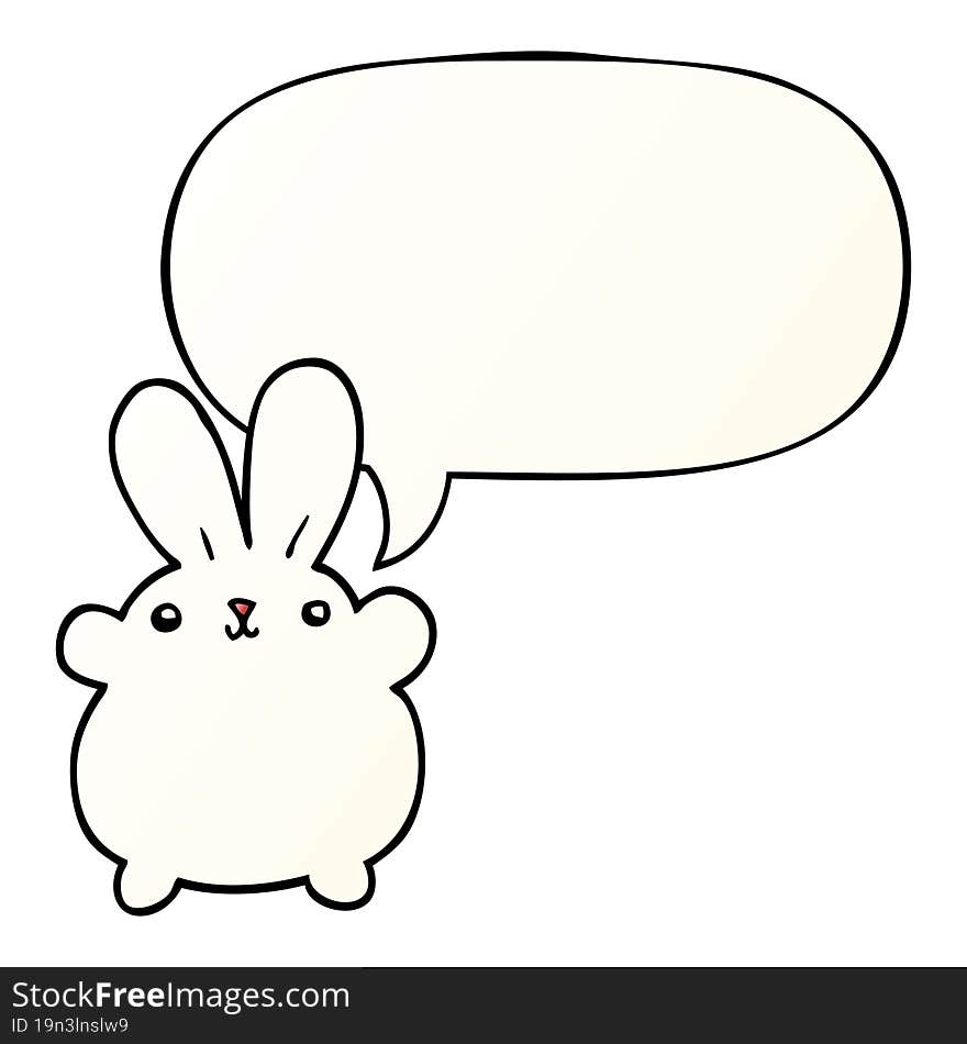 cute cartoon rabbit with speech bubble in smooth gradient style