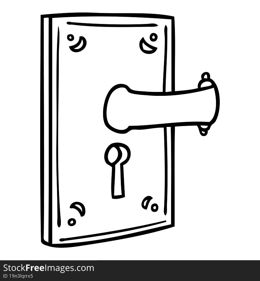 hand drawn line drawing doodle of a door handle