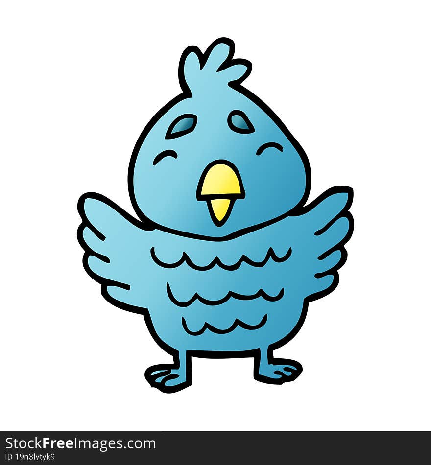 cartoon doodle blue bird