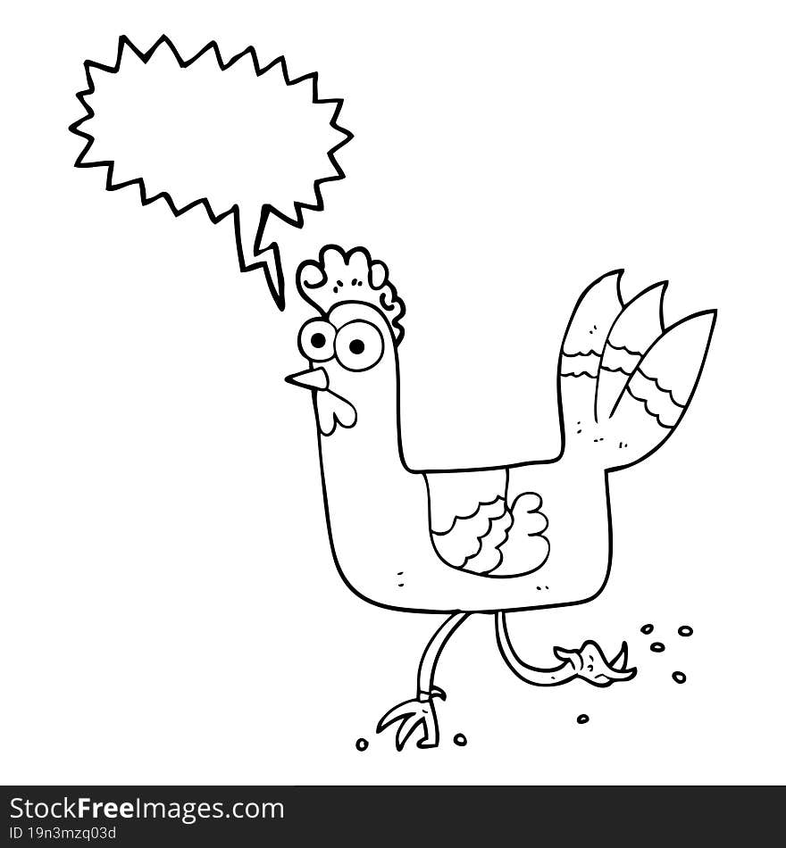 Speech Bubble Cartoon Chicken Running