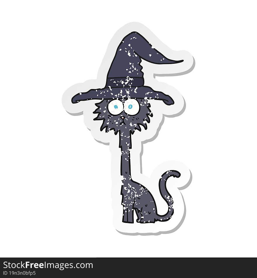 retro distressed sticker of a cartoon halloween cat