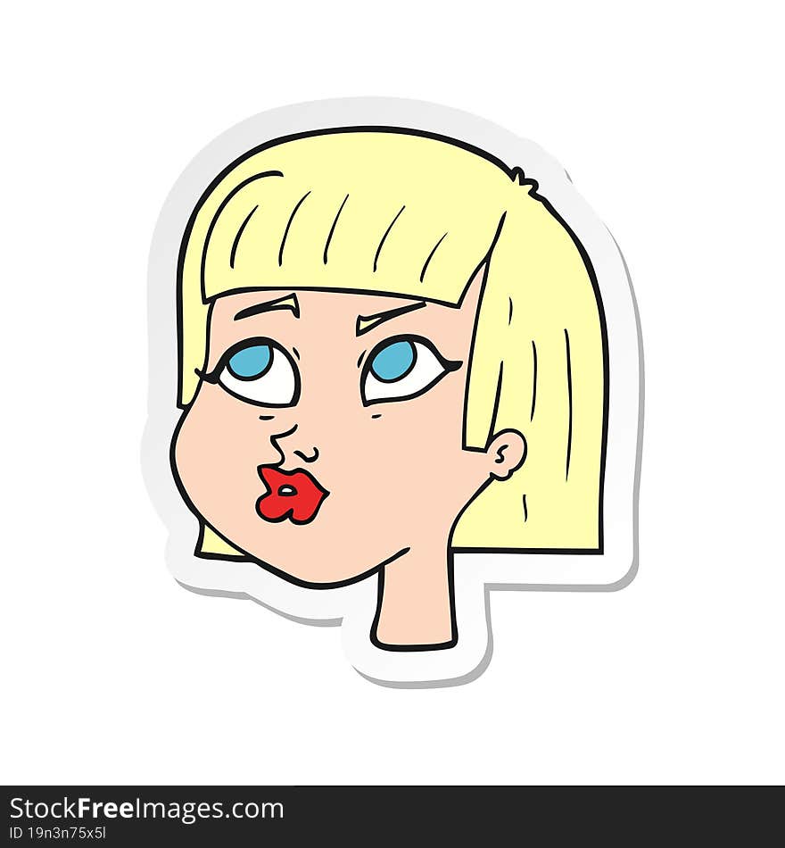 sticker of a cartoon female face