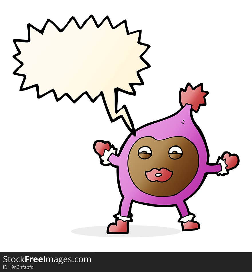 cartoon funny creature with speech bubble