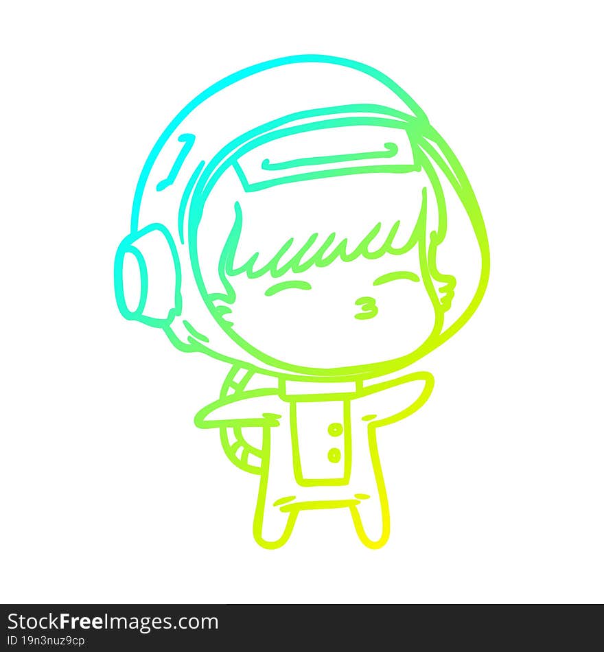 cold gradient line drawing cartoon curious astronaut