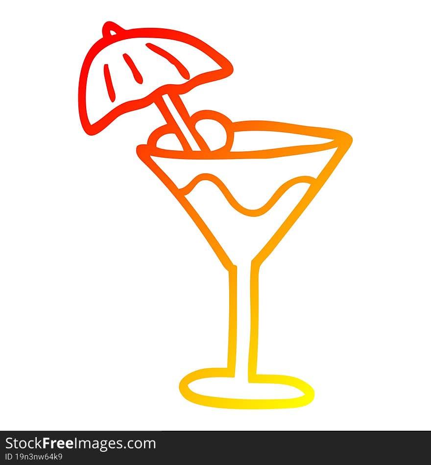 warm gradient line drawing of a cartoon martini drink