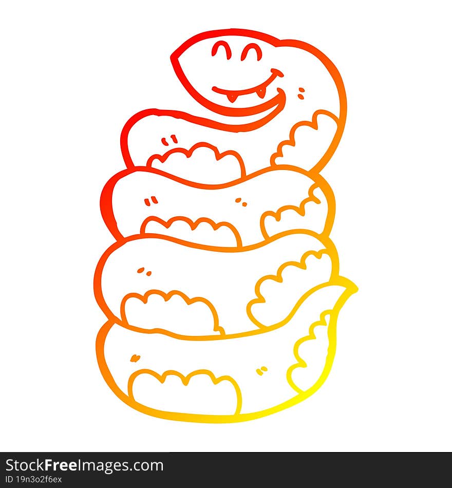 warm gradient line drawing cartoon snake