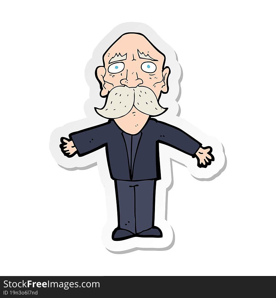 sticker of a cartoon disapointed old man