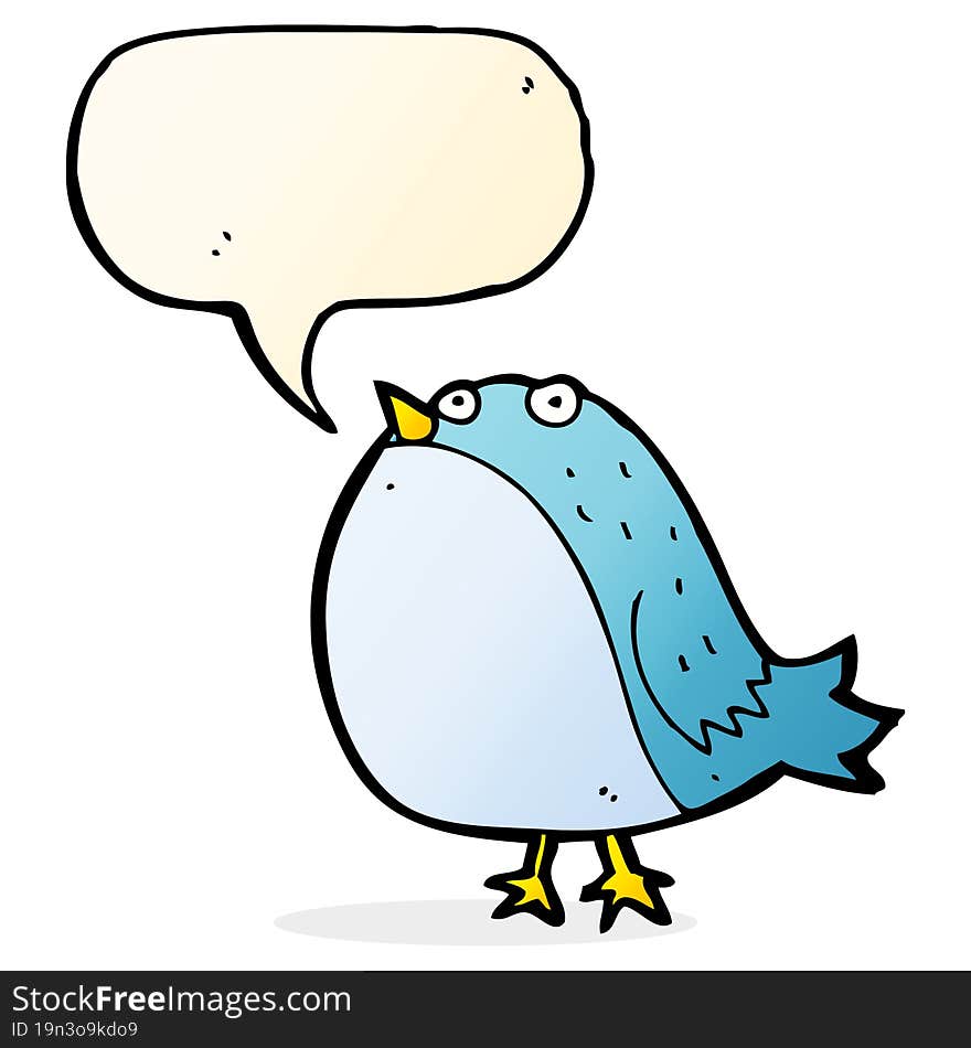 cartoon fat bird with speech bubble