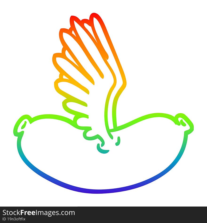 rainbow gradient line drawing cartoon flying sausage