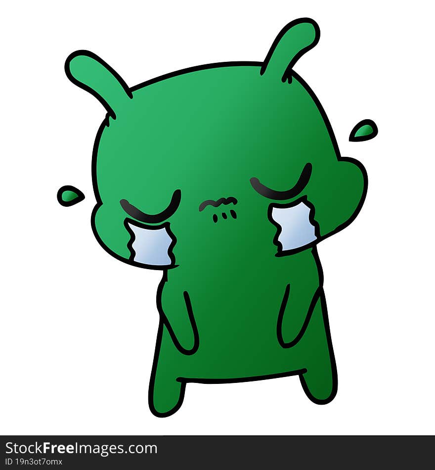 gradient cartoon of cute sad alien