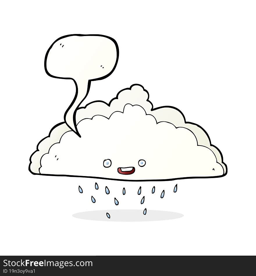 cartoon rain cloud with speech bubble