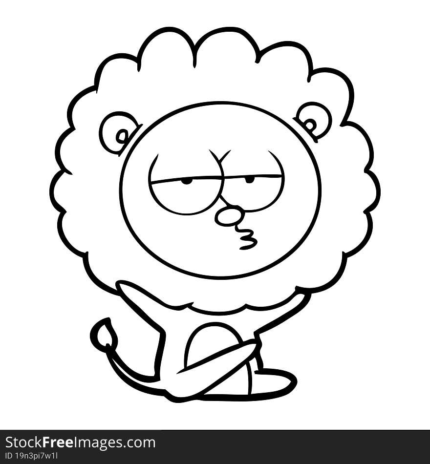 cartoon bored lion. cartoon bored lion