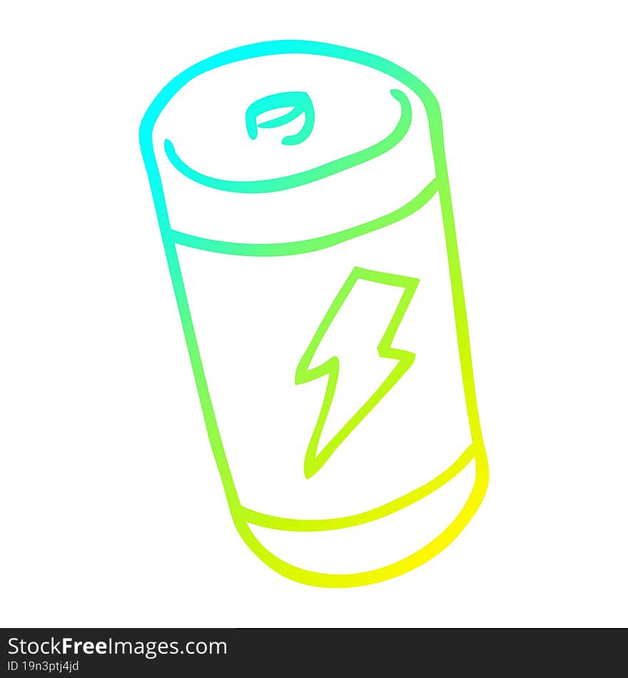 cold gradient line drawing cartoon battery