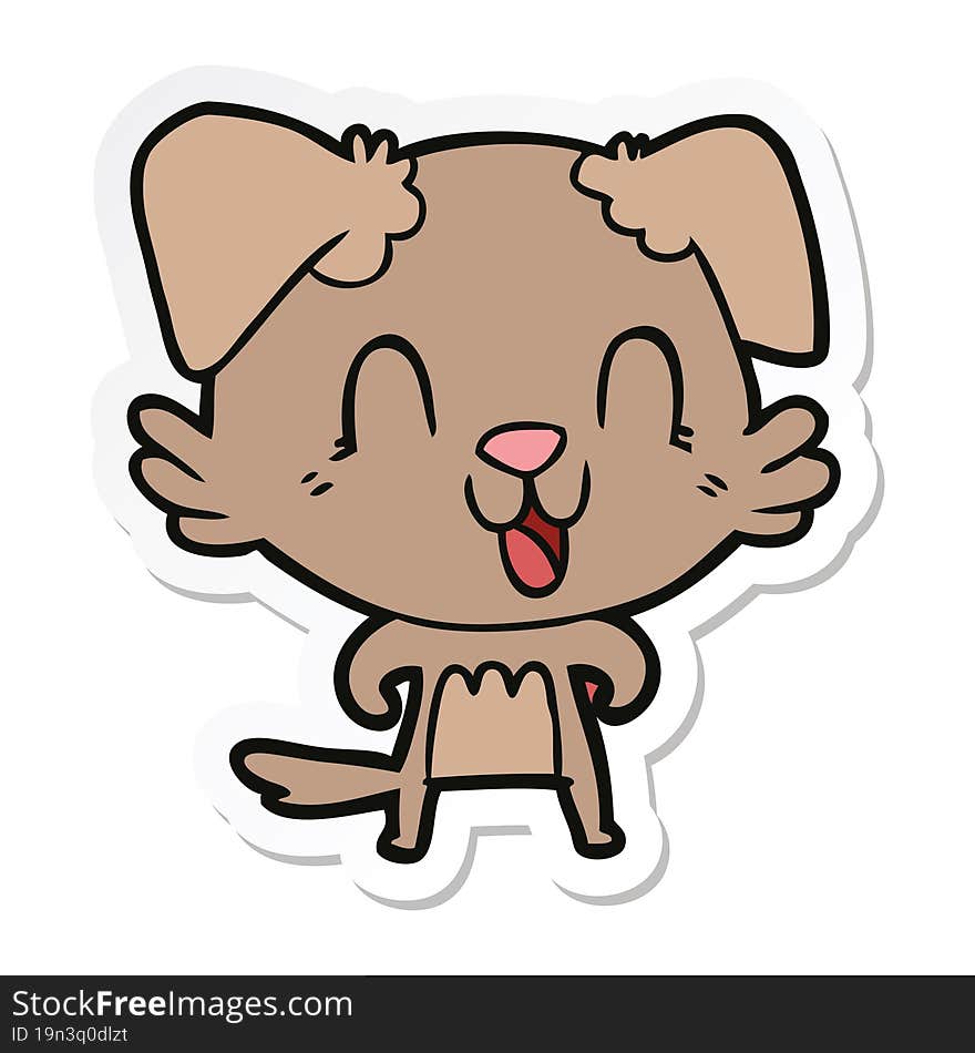 sticker of a laughing cartoon dog