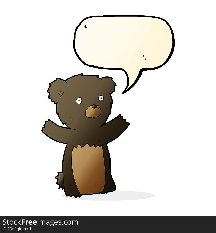 cartoon black bear cub with speech bubble