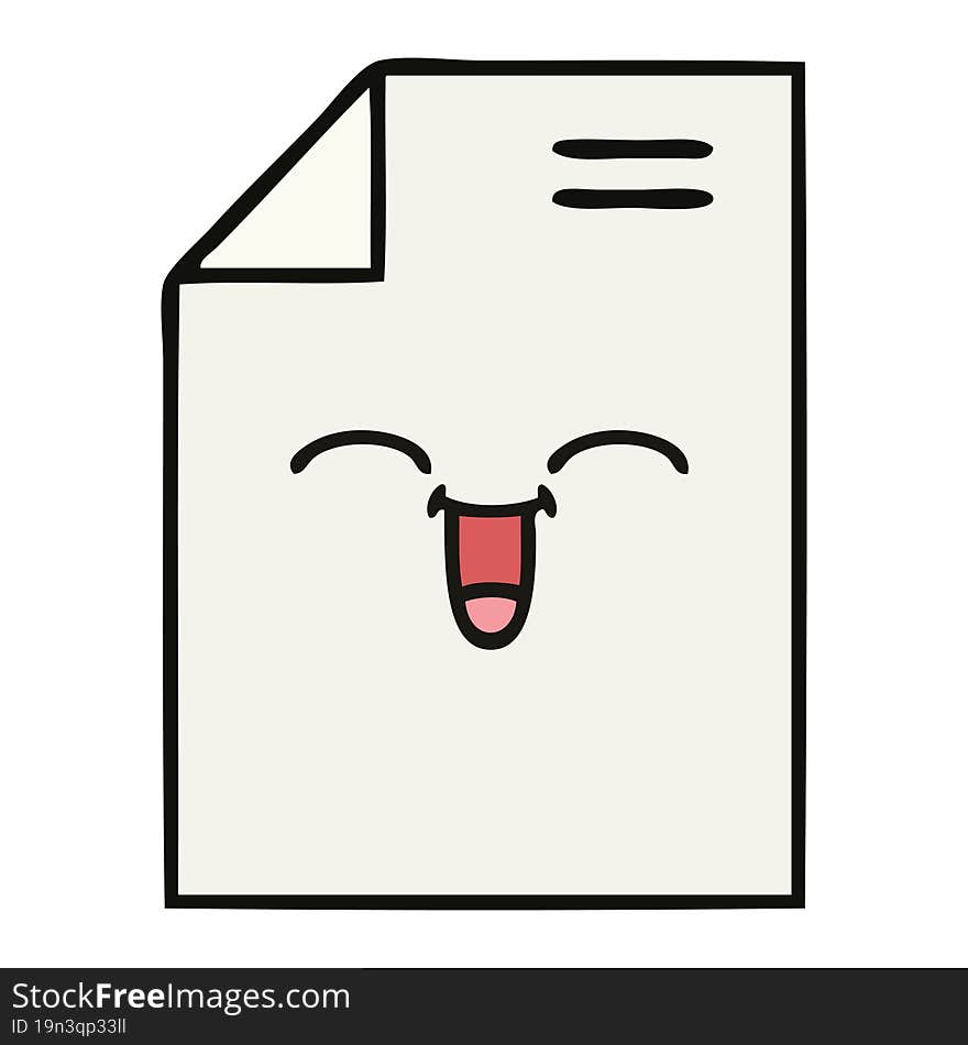 cute cartoon of a sheet of paper. cute cartoon of a sheet of paper