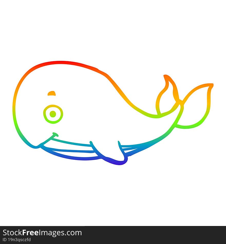 Rainbow Gradient Line Drawing Cartoon Whale