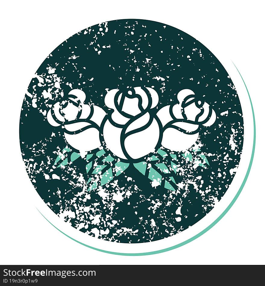 Distressed Sticker Tattoo Style Icon Of A Bouquet Of Flowers