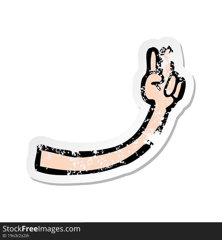 retro distressed sticker of a cartoon arm