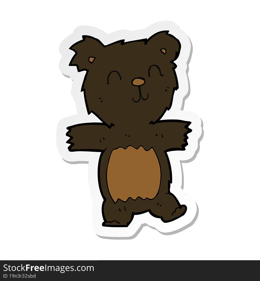 Sticker Of A Cartoon Cute Black Bear Cub