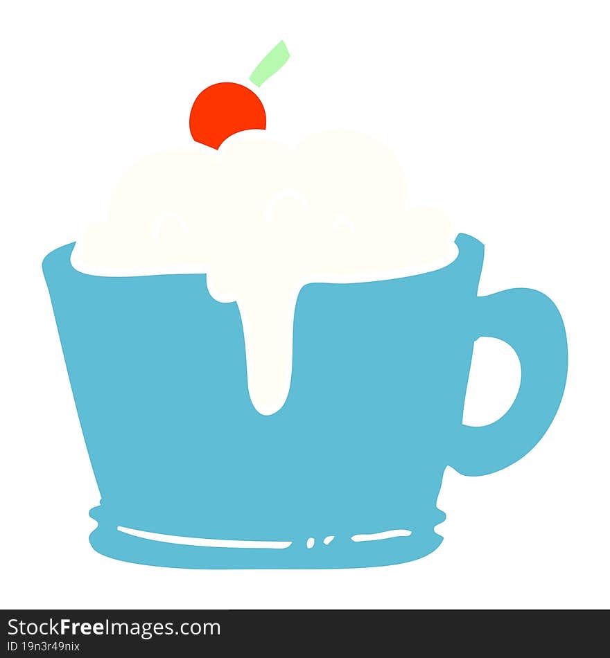 flat color illustration cartoon fancy mocha coffee