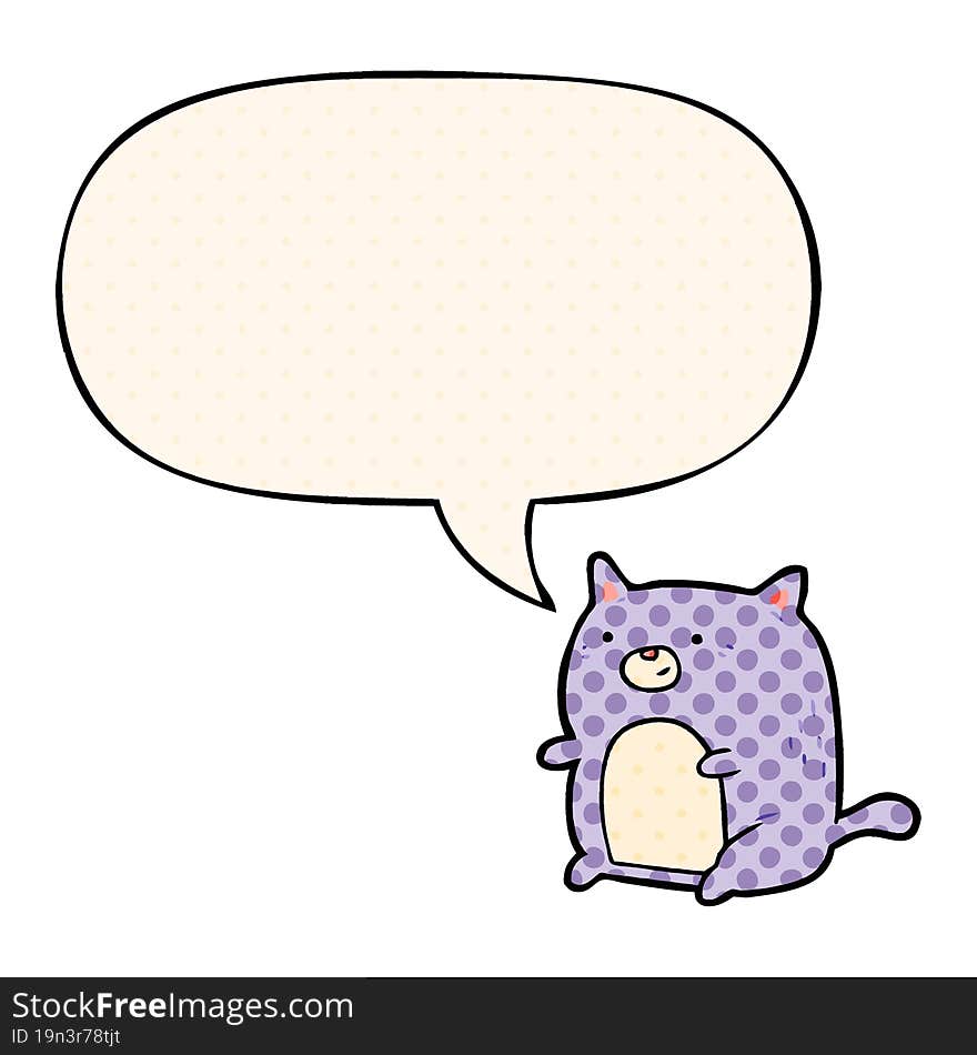 cartoon cat with speech bubble in comic book style