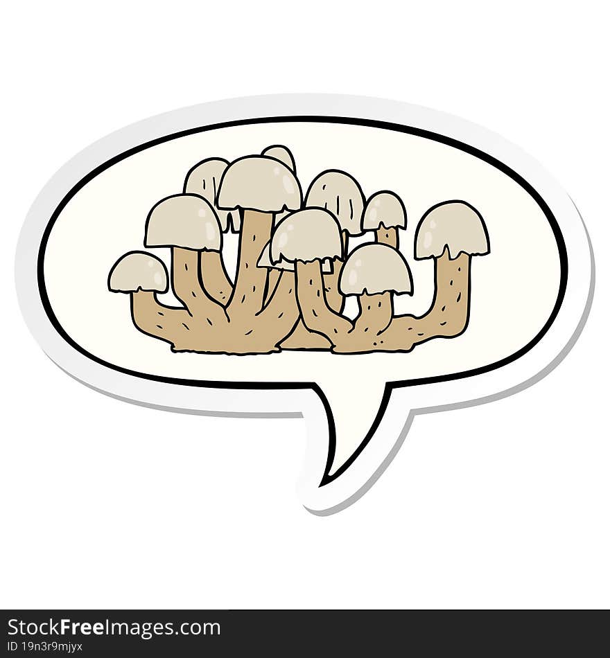 cartoon mushroom and speech bubble sticker