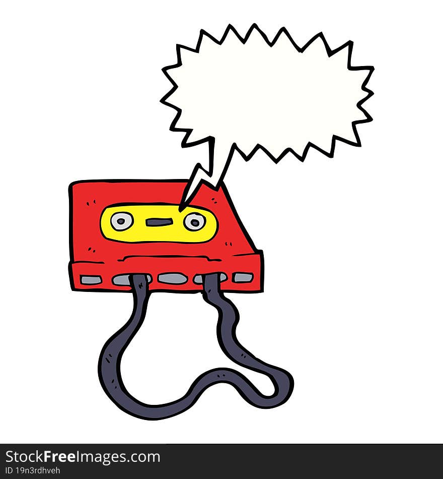 cartoon cassette tape with speech bubble