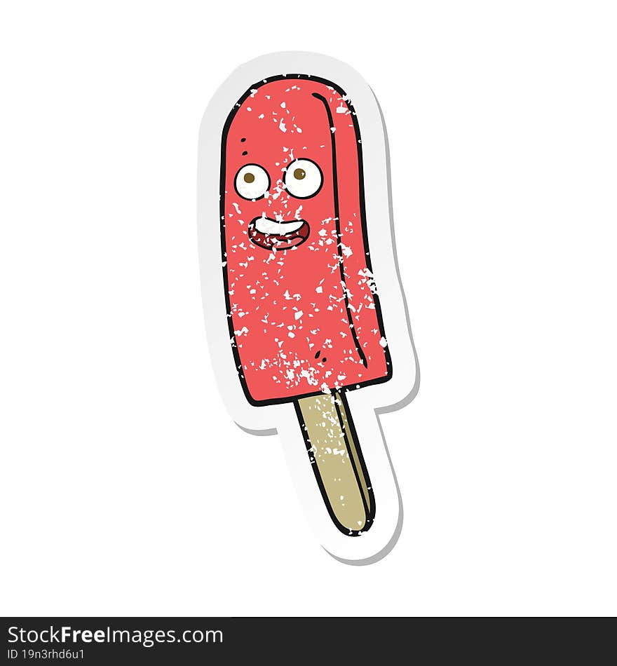 retro distressed sticker of a cartoon ice lolly