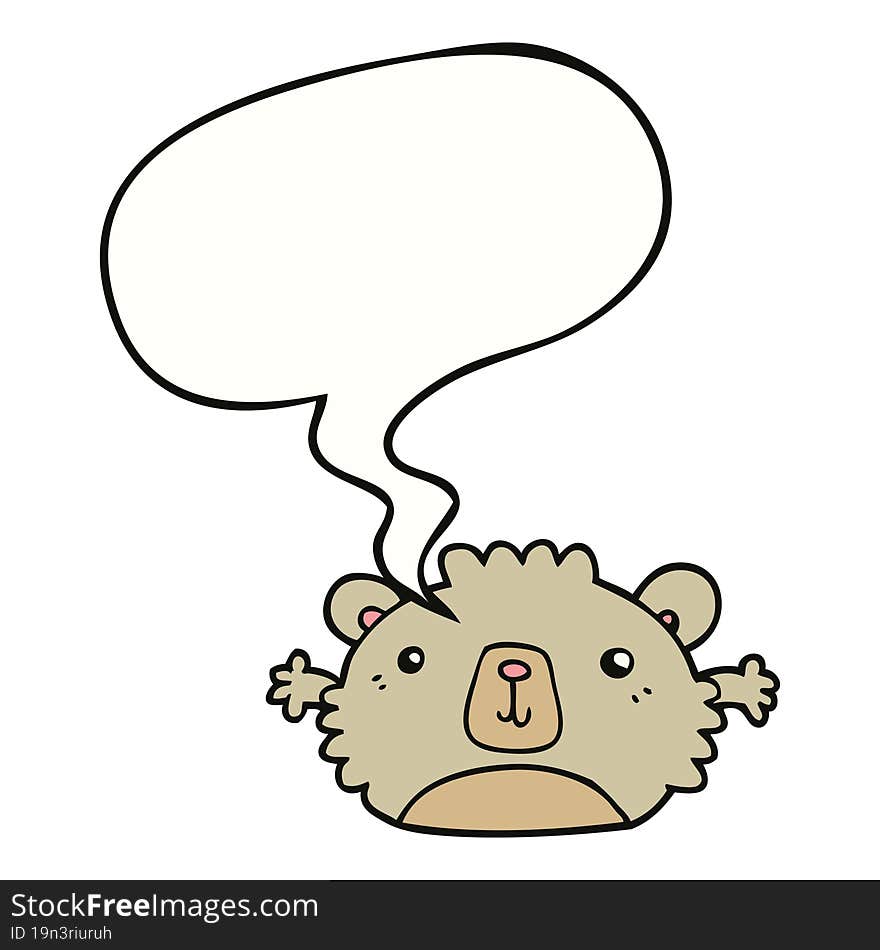 Funny Cartoon Bear And Speech Bubble