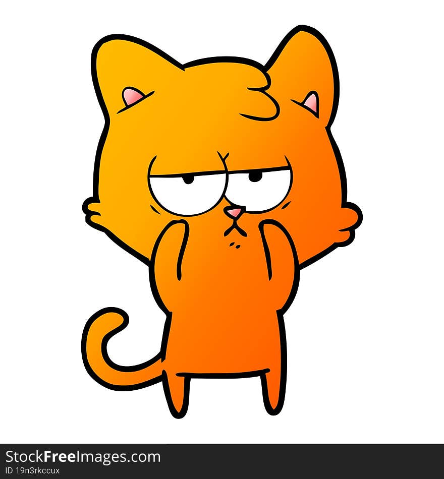 bored cartoon cat. bored cartoon cat