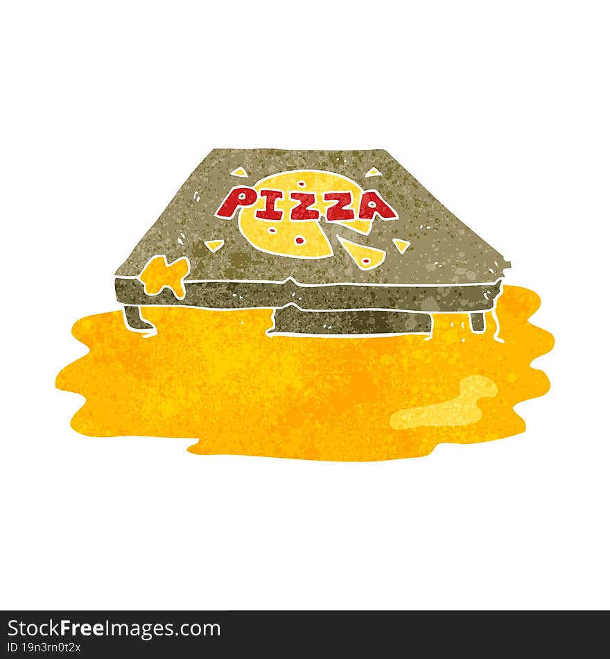 freehand retro cartoon pizza