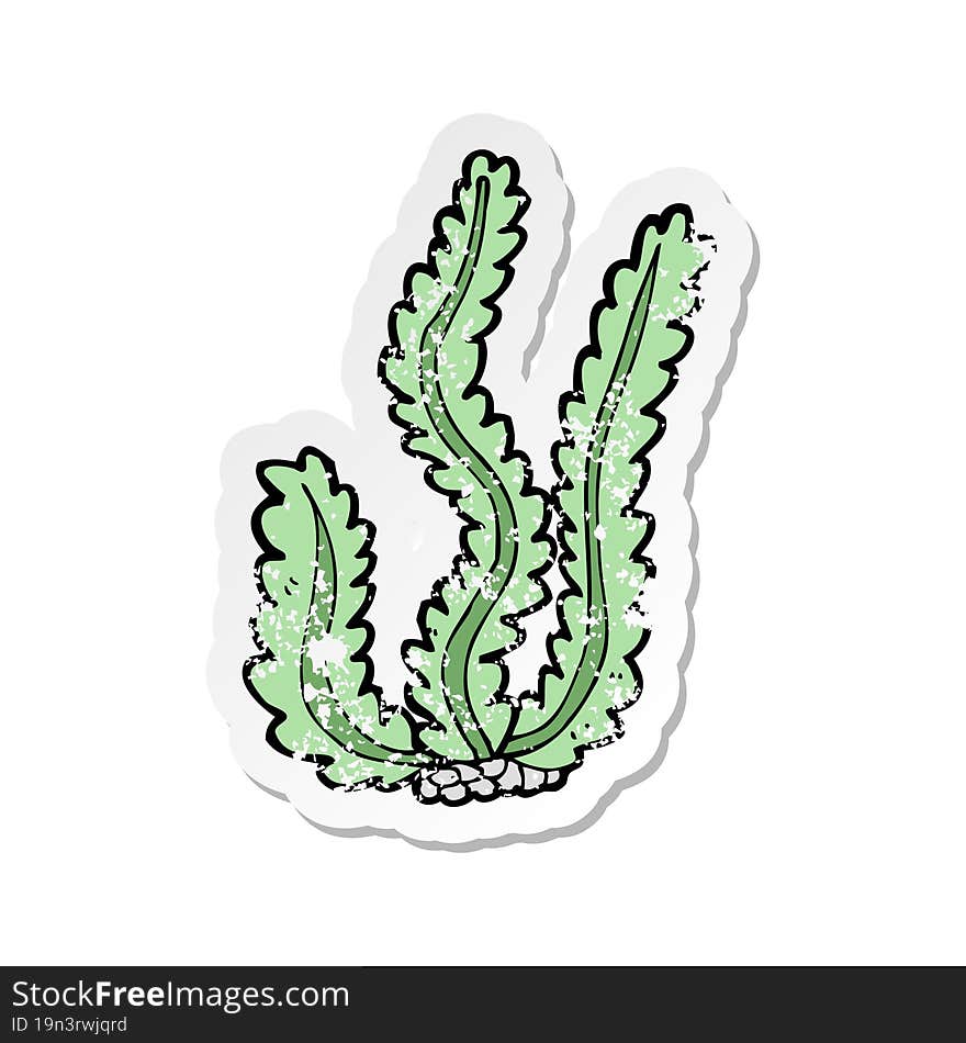 retro distressed sticker of a cartoon seaweed