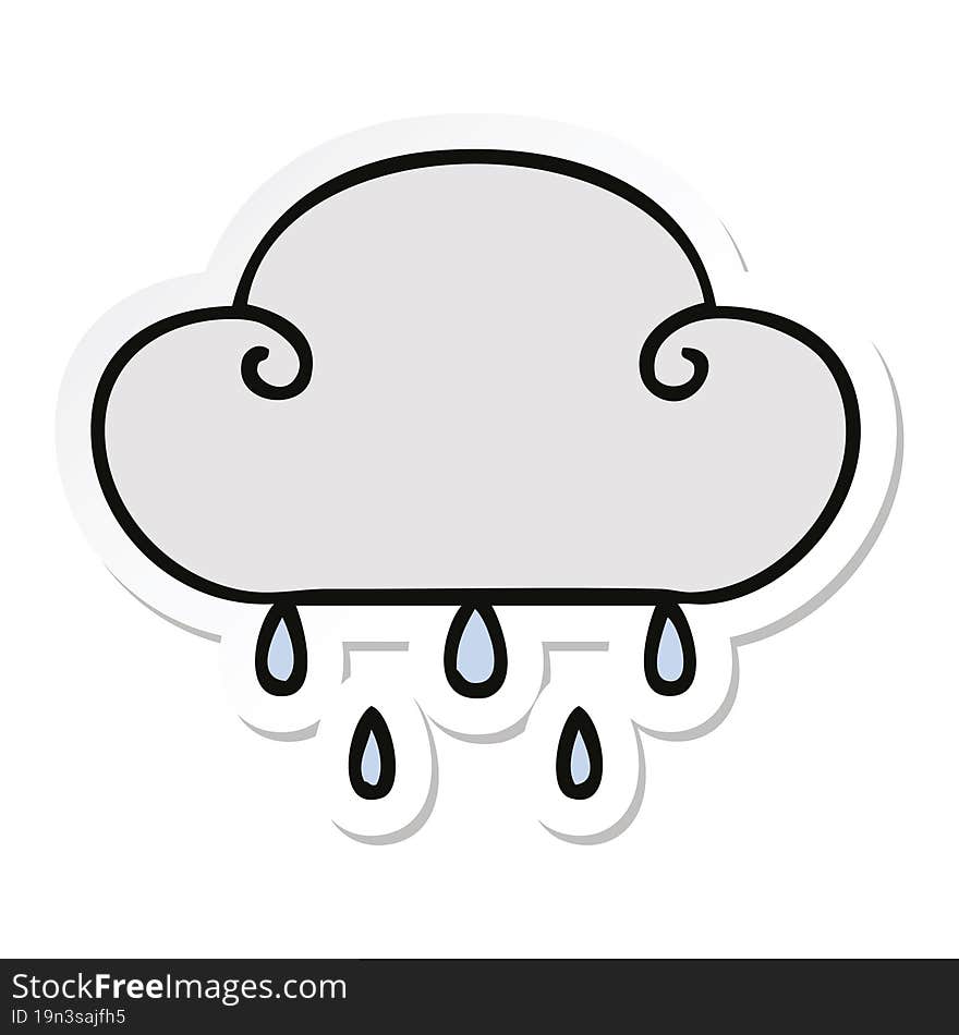 sticker of a quirky hand drawn cartoon rain cloud