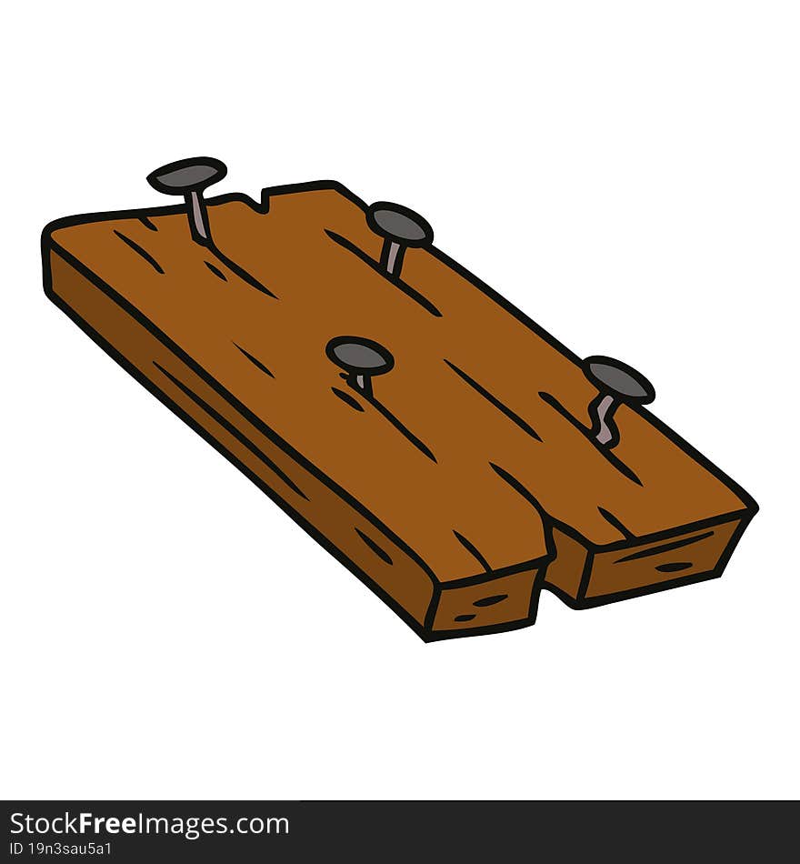 cartoon doodle of nails in a board