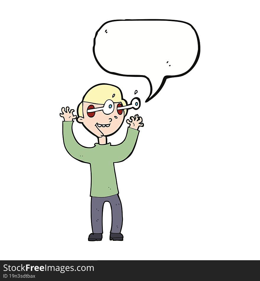 Cartoon Man With Popping Out Eyes With Speech Bubble