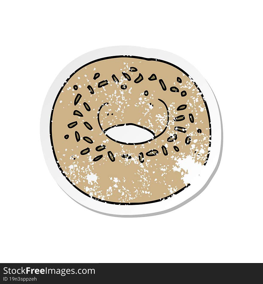 distressed sticker of a cartoon donut