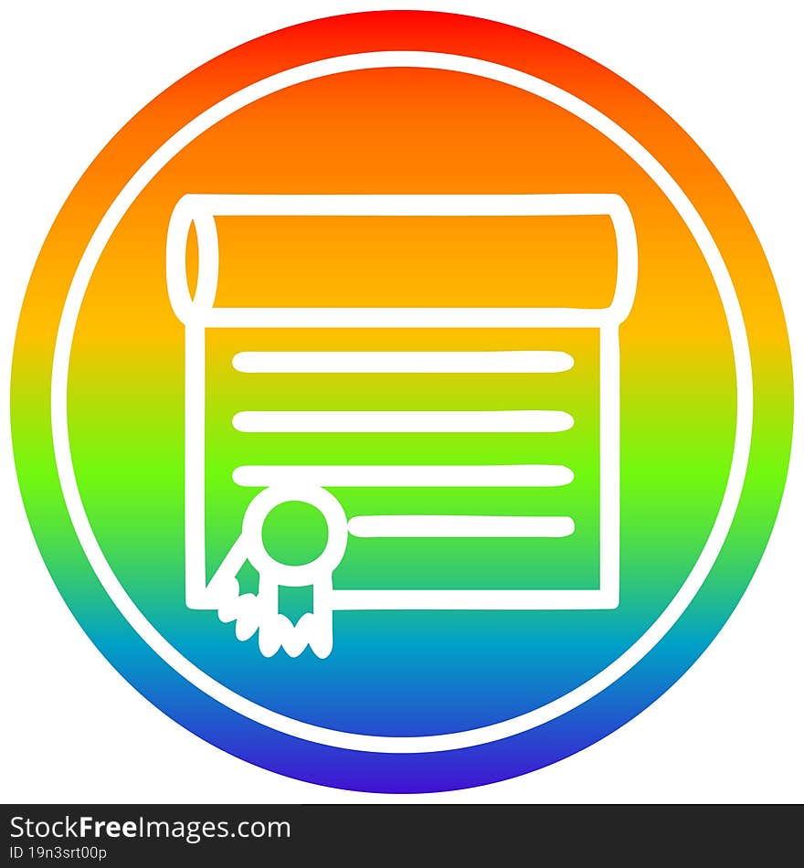 Diploma Certificate Circular In Rainbow Spectrum