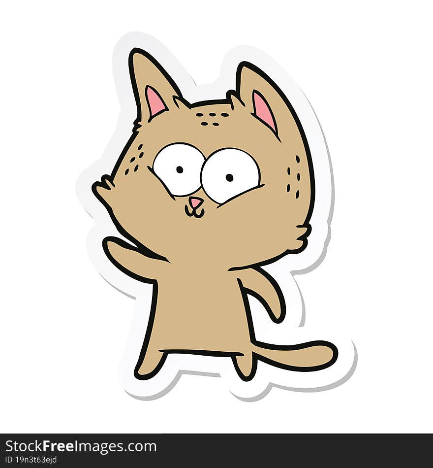 sticker of a cartoon cat waving