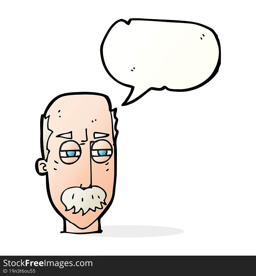 cartoon annoyed old man with speech bubble