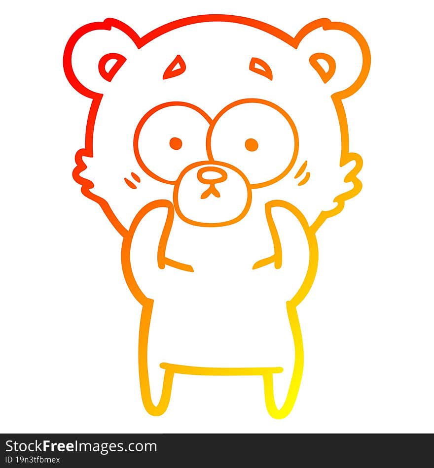 Warm Gradient Line Drawing Surprised Polar Bear Cartoon