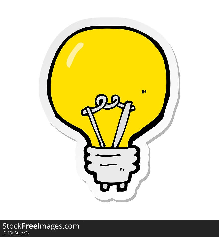 sticker of a cartoon light bulb