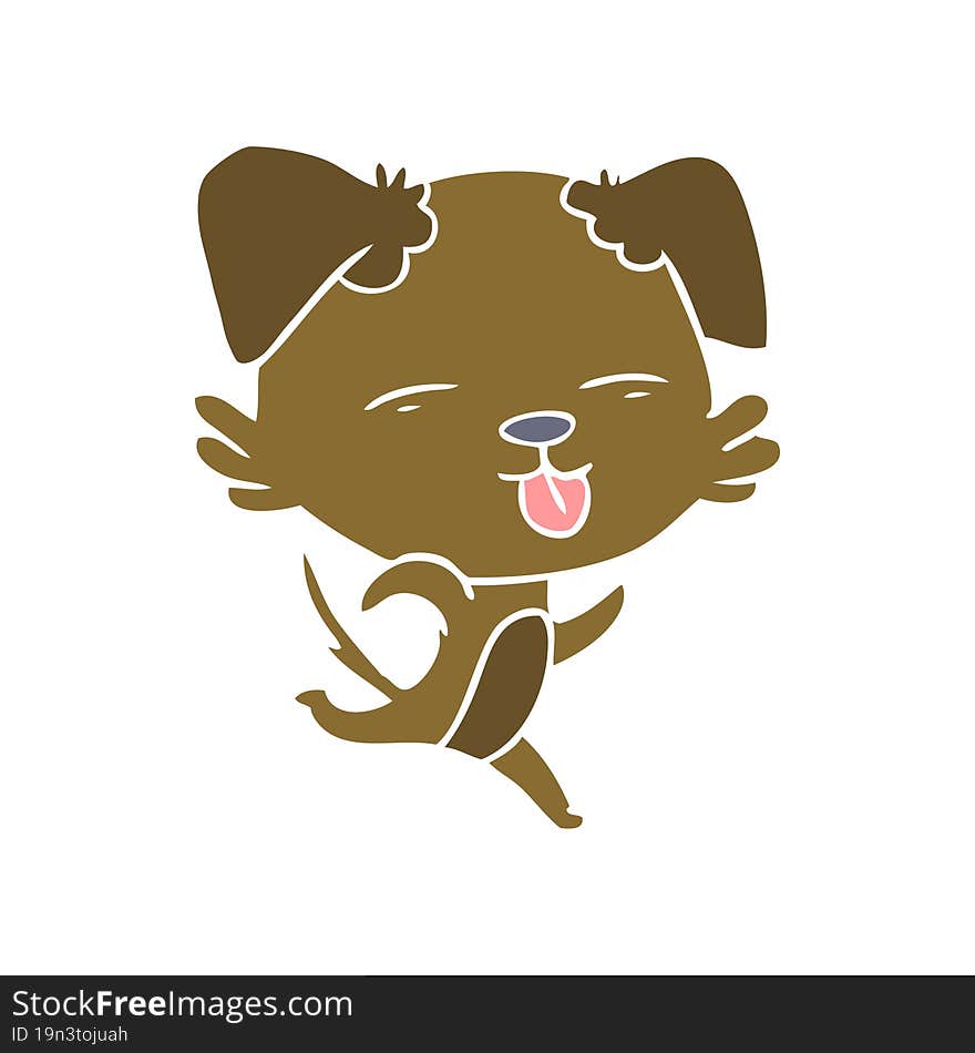 flat color style cartoon dog sticking out tongue