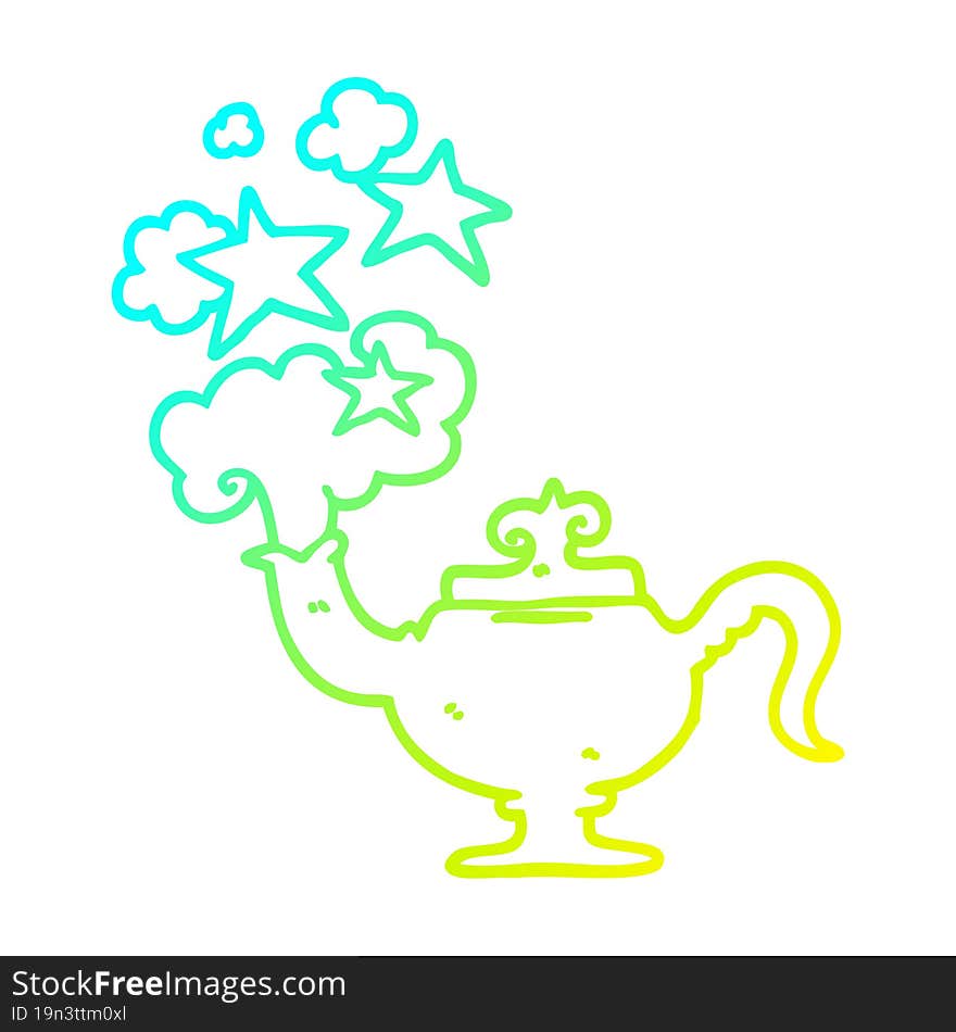 cold gradient line drawing cartoon magic lamp