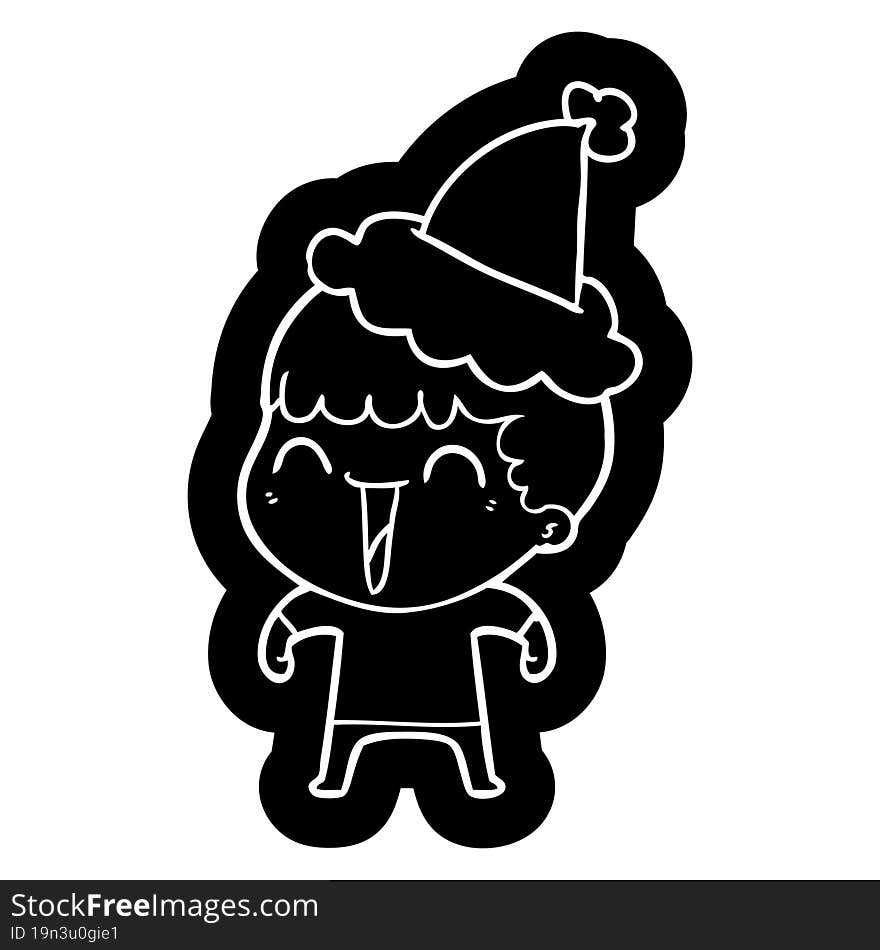 Cartoon Icon Of A Happy Man Wearing Santa Hat