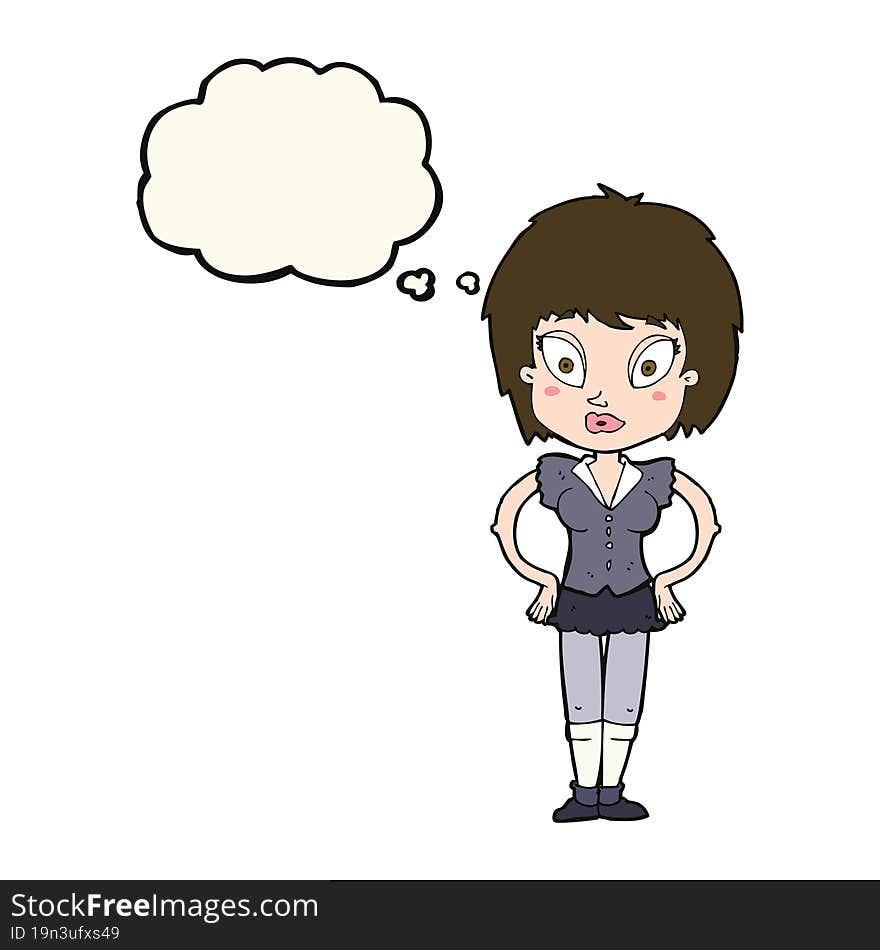 Cartoon Pretty Girl With Thought Bubble