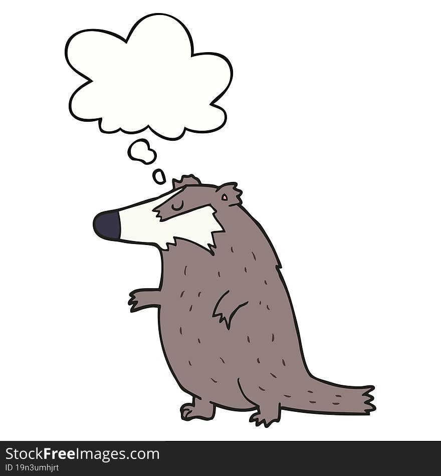 cartoon badger and thought bubble