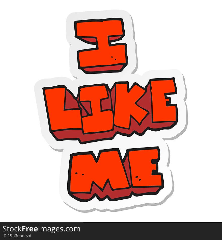 sticker of a cartoon i like me symbol