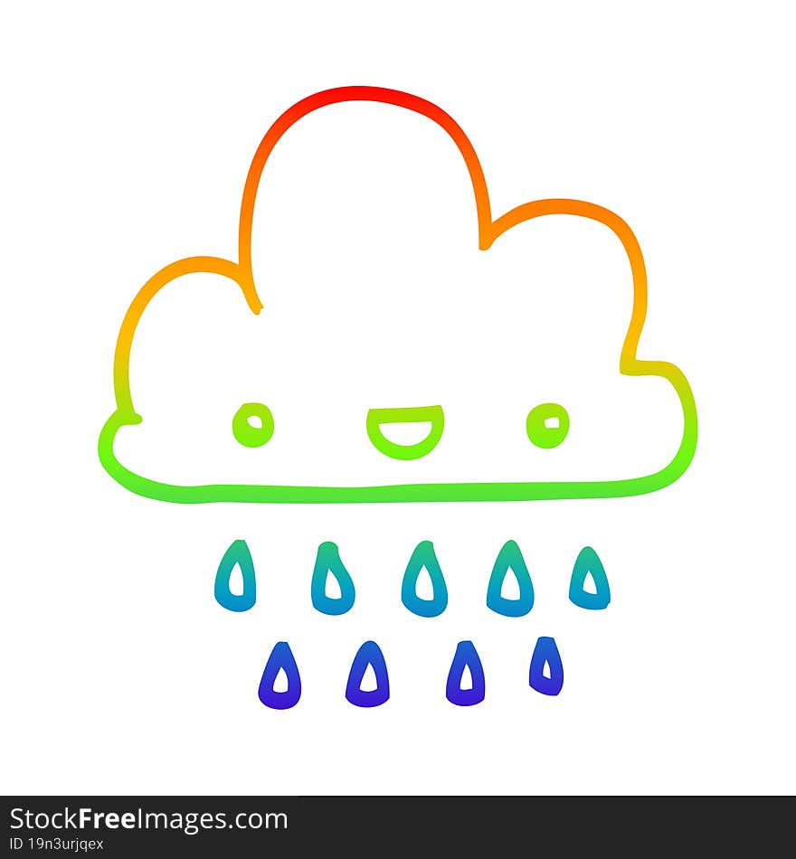 rainbow gradient line drawing of a cartoon storm cloud