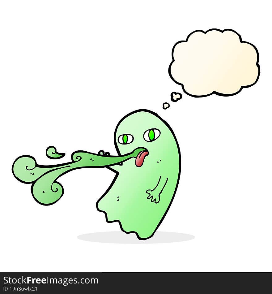 funny cartoon ghost with thought bubble